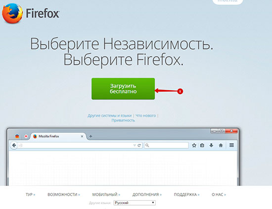 главная страница Firefox